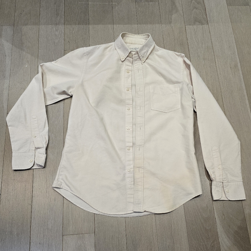 Club Monaco Men's Light Tan Button-Down Shirt